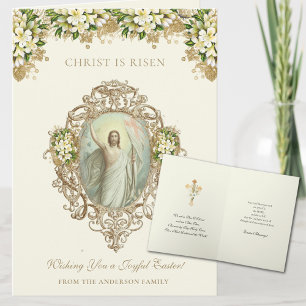 Cartes Pour Fêtes Annuelles Pâques Résurrection religieuse Jésus chrétien