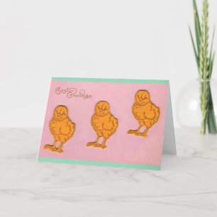 Cartes Pour Fêtes Annuelles Pâques Salutations Chicks rose