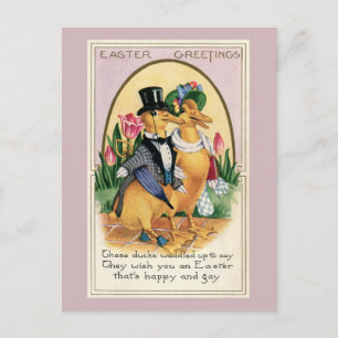 Cartes Pour Fêtes Annuelles Pâques Salutations mignon canards victoriens coupl