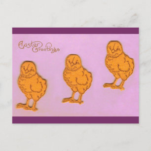 Cartes Pour Fêtes Annuelles Pâques Salutations Poussins pourpres