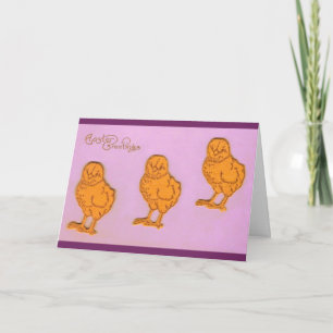 Cartes Pour Fêtes Annuelles Pâques Salutations Poussins pourpres