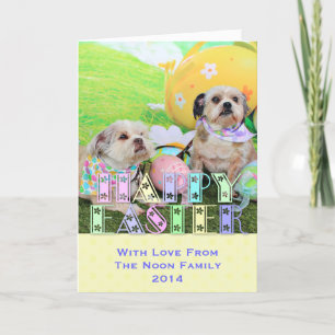 Cartes Pour Fêtes Annuelles Pâques - Shih Tzu - Clementine et Winston