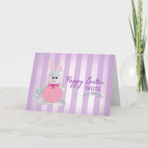 Cartes Pour Fêtes Annuelles Pâques - Sweetie - Lapin - Bandes pourpres