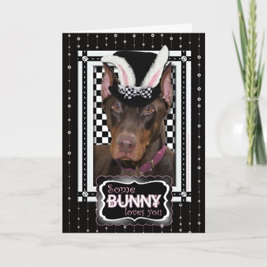 Cartes Pour Fêtes Annuelles Pâques - un certain lapin vous aime - dobermann (Devant)