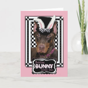 Cartes Pour Fêtes Annuelles Pâques - un certain lapin vous aime - dobermann