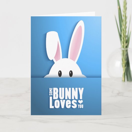 Cartes Pour Fêtes Annuelles Pâques - Un Lapin Vous Aime (Devant)