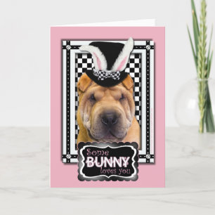 Cartes Pour Fêtes Annuelles Pâques - Un Lapin Vous Aime - Shar Pei