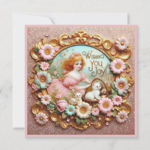 Cartes Pour Fêtes Annuelles Pâques vintage ~ NOUS VOUS SOUHAITONS DE LA JOIE ~