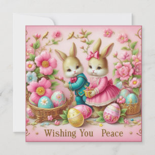 Cartes Pour Fêtes Annuelles Pâques vintage ~ NOUS VOUS SOUHAITONS LA PAIX ~ La