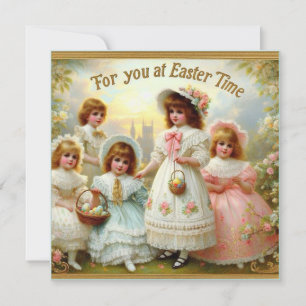 Cartes Pour Fêtes Annuelles Pâques vintage ~ POUR VOUS À PÂQUES ~ Enfants