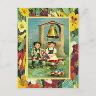 Cartes Pour Fêtes Annuelles Pâques vintages, enfants bavarois et oeufs