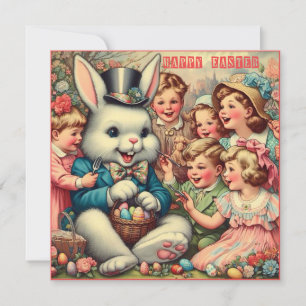 Cartes Pour Fêtes Annuelles Pâques vintages ~HEUREUX PÂQUES ~ Bunny ~