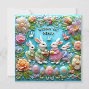 Cartes Pour Fêtes Annuelles Pâques vintages ~ VOUS SOUHAITER LA PAIX ~ Bunnies