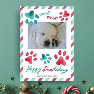 Cartes Pour Fêtes Annuelles Paquets et plaid Happy Pawlidays Photo Chien