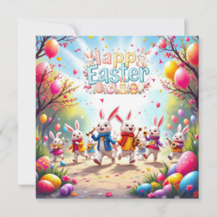 Cartes Pour Fêtes Annuelles Parade de la bande de Bunny de Pâques