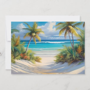 Cartes Pour Fêtes Annuelles Paradis Tropical Coloré Mer & Palmiers
