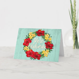 Cartes Pour Fêtes Annuelles Paradis tropical Hawaiian Holiday Wreath Wood