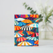 Cartes Pour Fêtes Annuelles Parapluie Abstrait Rainbow Beach (Debout devant)