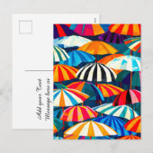 Cartes Pour Fêtes Annuelles Parapluie Abstrait Rainbow Beach (Devant / Derrière)