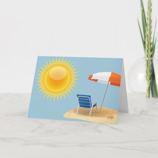 Cartes Pour Fêtes Annuelles Parapluie soleil et plage (Devant)