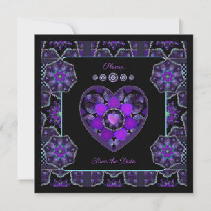 Cartes Pour Fêtes Annuelles Parapluie violet & coeurs .7