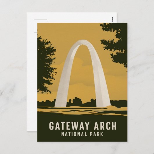 Cartes Pour Fêtes Annuelles Parc national Gateway Arch Art de voyage rétro (Devant / Derrière)