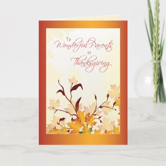 Cartes Pour Fêtes Annuelles Parents Thanksgiving Feuilles rouges (Devant)
