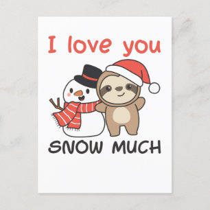 Cartes Pour Fêtes Annuelles Paresseux je t'aime neige autant Bonhomme de neige