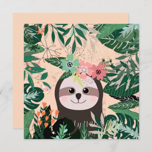 Cartes Pour Fêtes Annuelles Paresseux Mignon (Devant / Derrière)