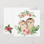 Cartes Pour Fêtes Annuelles Paresseux Mignons (Devant / Derrière)