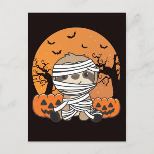 Cartes Pour Fêtes Annuelles Paresseux Momie Citrouille Paresseux Joyeux Hallow
