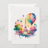 Cartes Pour Fêtes Annuelles Paris france (Devant / Derrière)