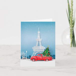 Cartes Pour Fêtes Annuelles Paris Tour Eiffel Camion Rouge Noël