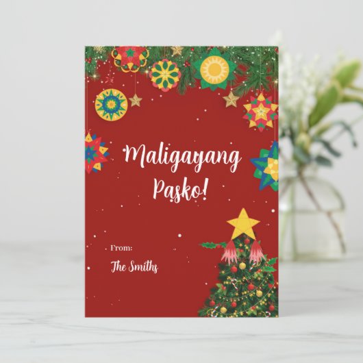 Cartes Pour Fêtes Annuelles Parol Maligayang Pasko Filipino Christmas Card (Debout devant)