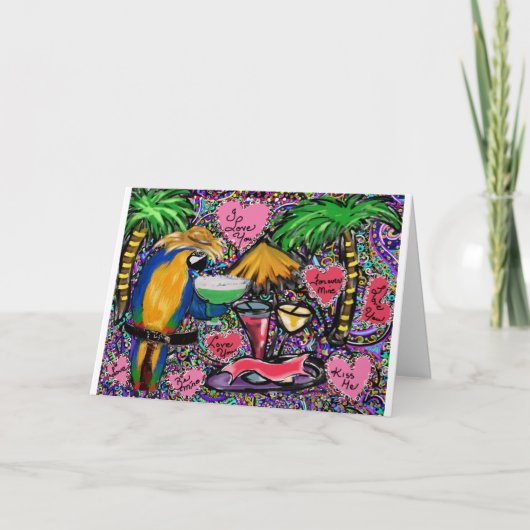 Cartes Pour Fêtes Annuelles Parrot de la Saint-Valentin (Devant)