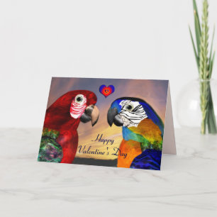 Cartes Pour Fêtes Annuelles PARROTS HYPER / ARA ROUGE ET BLEU Saint-Valentin