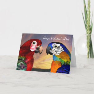 Cartes Pour Fêtes Annuelles PARROTS HYPER / ARA ROUGE ET BLEU Saint-Valentin