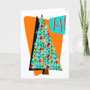 Cartes Pour Fêtes Annuelles Partagez la Joie Noël Mid Century