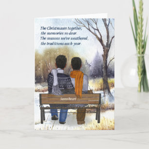 Cartes Pour Fêtes Annuelles Partenaire de vie Noël Afro-Américain Couple Gay