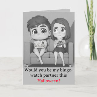 Cartes Pour Fêtes Annuelles Partenaires Retro Scary Movie-Binge Watch (version