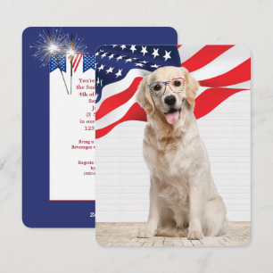 Cartes Pour Fêtes Annuelles Parti 4 juillet Golden Retriever