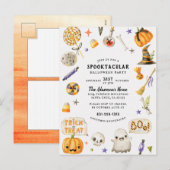 Cartes Pour Fêtes Annuelles Parti d'Halloween peint à la main jolie (Devant / Derrière)