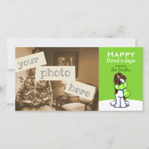 Cartes Pour Fêtes Annuelles Parti Labradoodle Écharpe Noël Vert moderne
