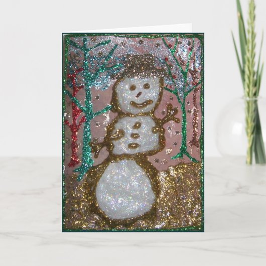 Cartes Pour Fêtes Annuelles Parties scintillant 3D Snowman Collage (Devant)