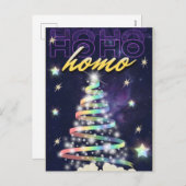 Cartes Pour Fêtes Annuelles Parties scintillant arc-en-ciel de Noël Ho Ho Homo (Devant / Derrière)
