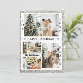Cartes Pour Fêtes Annuelles Parties scintillant argent Joy Love Peace happy Ha (Debout devant)