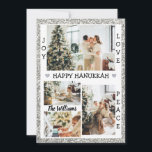 Cartes Pour Fêtes Annuelles Parties scintillant argent Joy Love Peace happy Ha<br><div class="desc">Cette carte a un cadre de parties scintillant argent moderne avec 4 (quatre)photos de vacances personnalisées préférées en famille! Avec joie, amour et mots de paix qui sont personnalisables. Vous pouvez modifier le nom de famille en cliquant sur personnaliser l'option. Envoyez cette carte à tous vos proches pour leur souhaiter...</div>