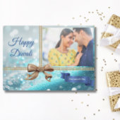 Cartes Pour Fêtes Annuelles Parties scintillant Bleue Gold Bow Diwali Photo Sa
