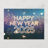 Cartes Pour Fêtes Annuelles Parties scintillant Bonne année 2025 Feu d'artific (Devant)