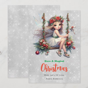 Cartes Pour Fêtes Annuelles Parties scintillant d'argent Belle fée de Noël mag